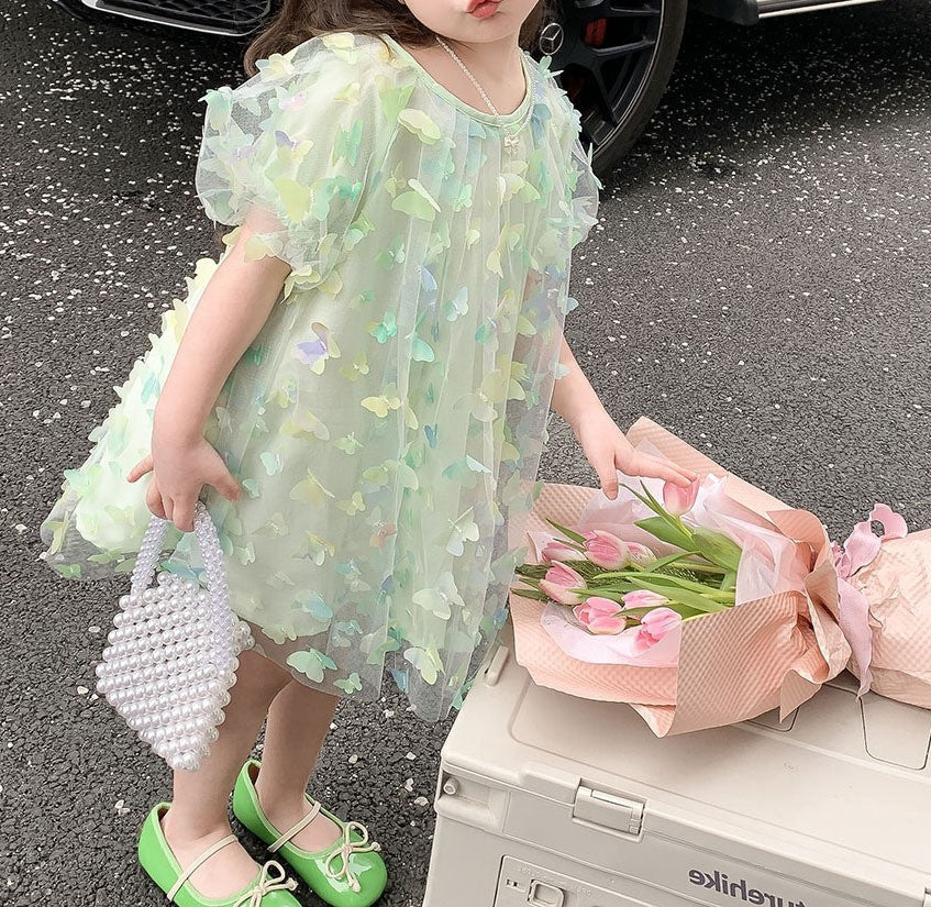 Vestido infantil de tul 3D 