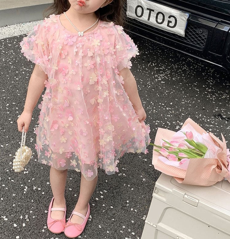 Vestido infantil de tul 3D 
