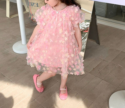 Vestido infantil de tul 3D 