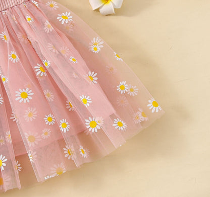Vestido de margaritas de tul para niña 